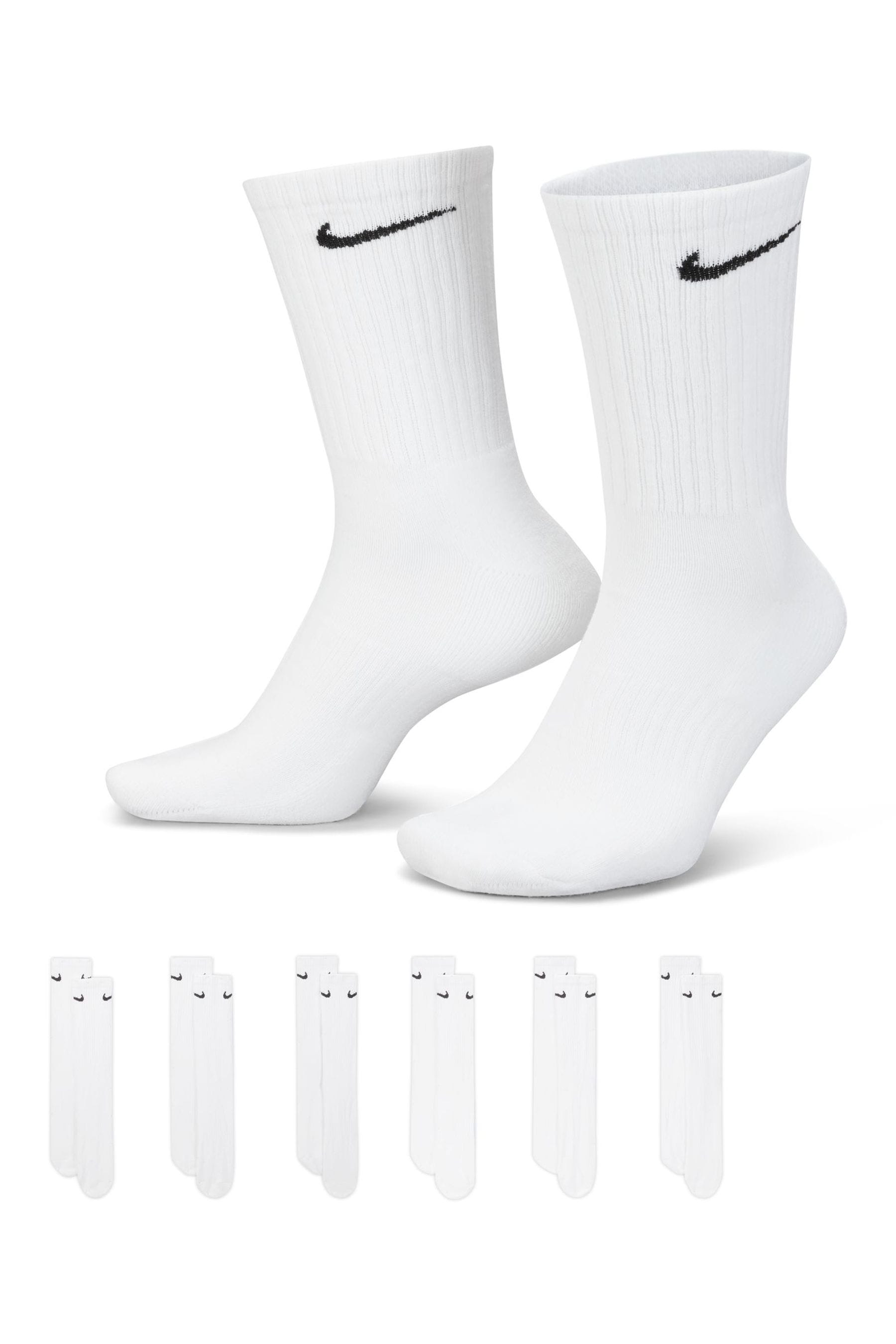Buy Nike White Crew Everyday Cushioned Socks 6 Pack from the Next UK online shop