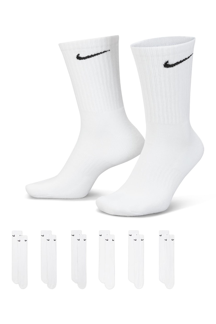 Nike White Everyday Cushioned 6 Pack Socks - Image 1 of 3
