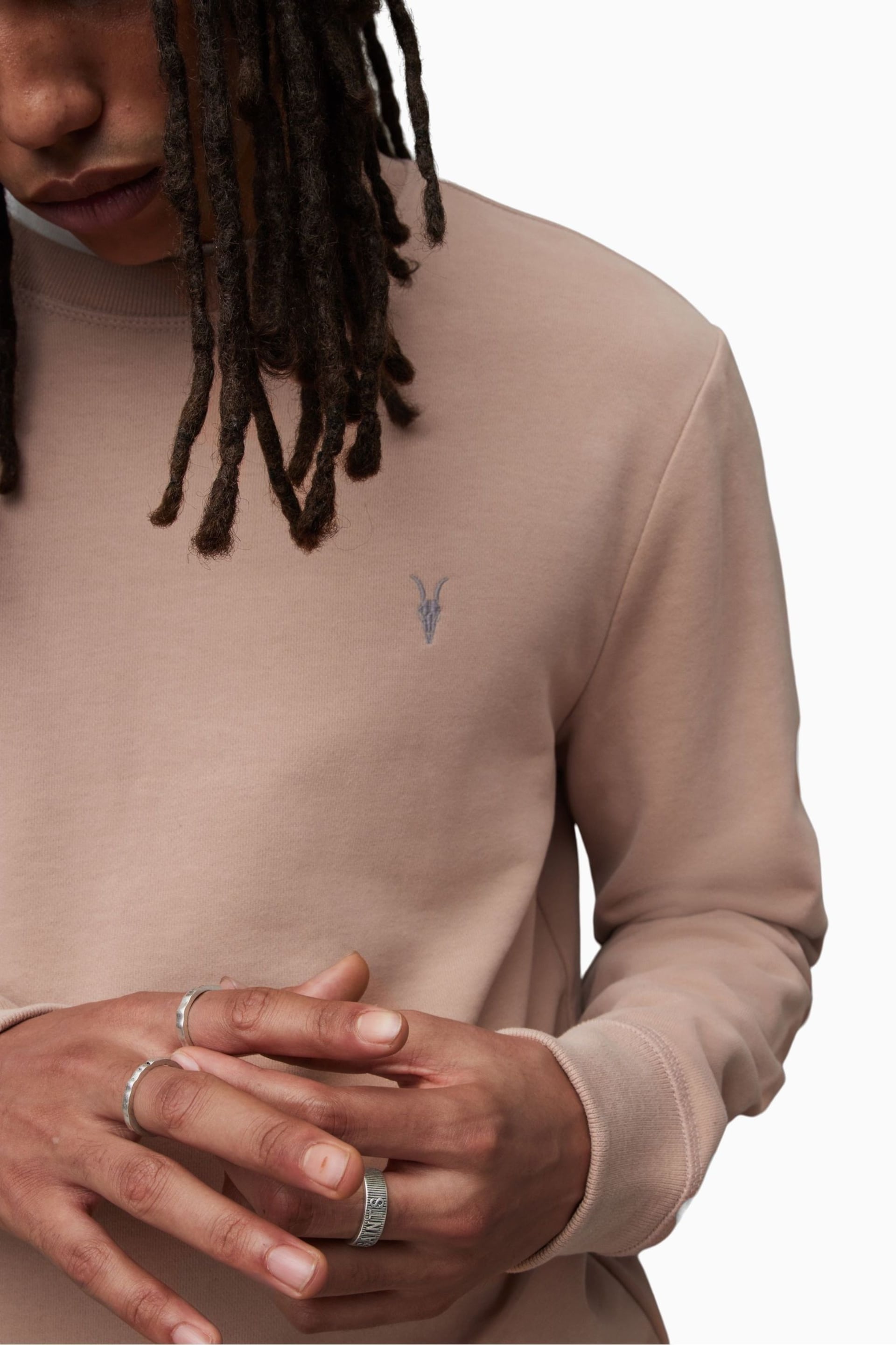 AllSaints Pink Raven Crew Sweat Top - Image 4 of 5