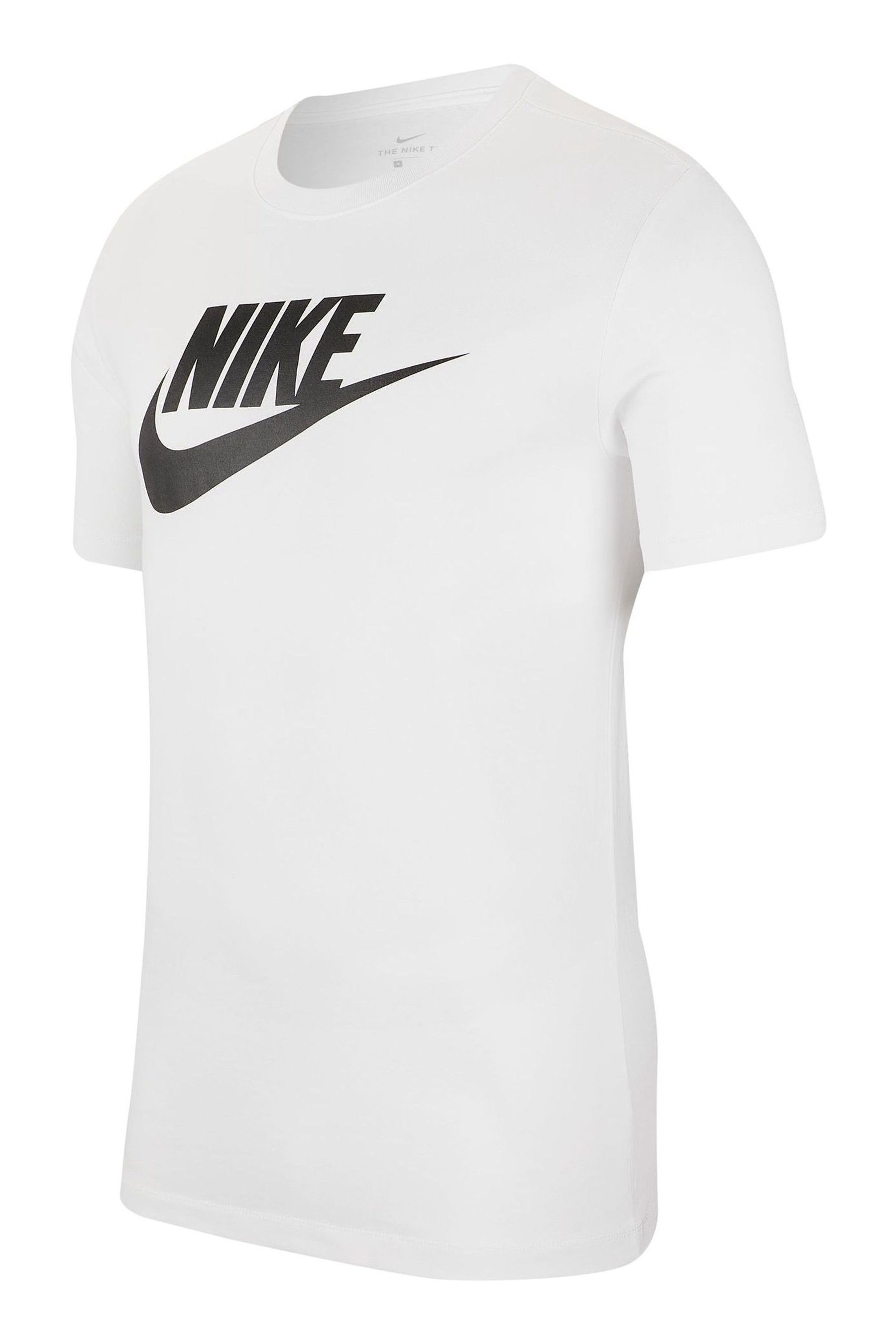 Nike white shirt black logo on sale