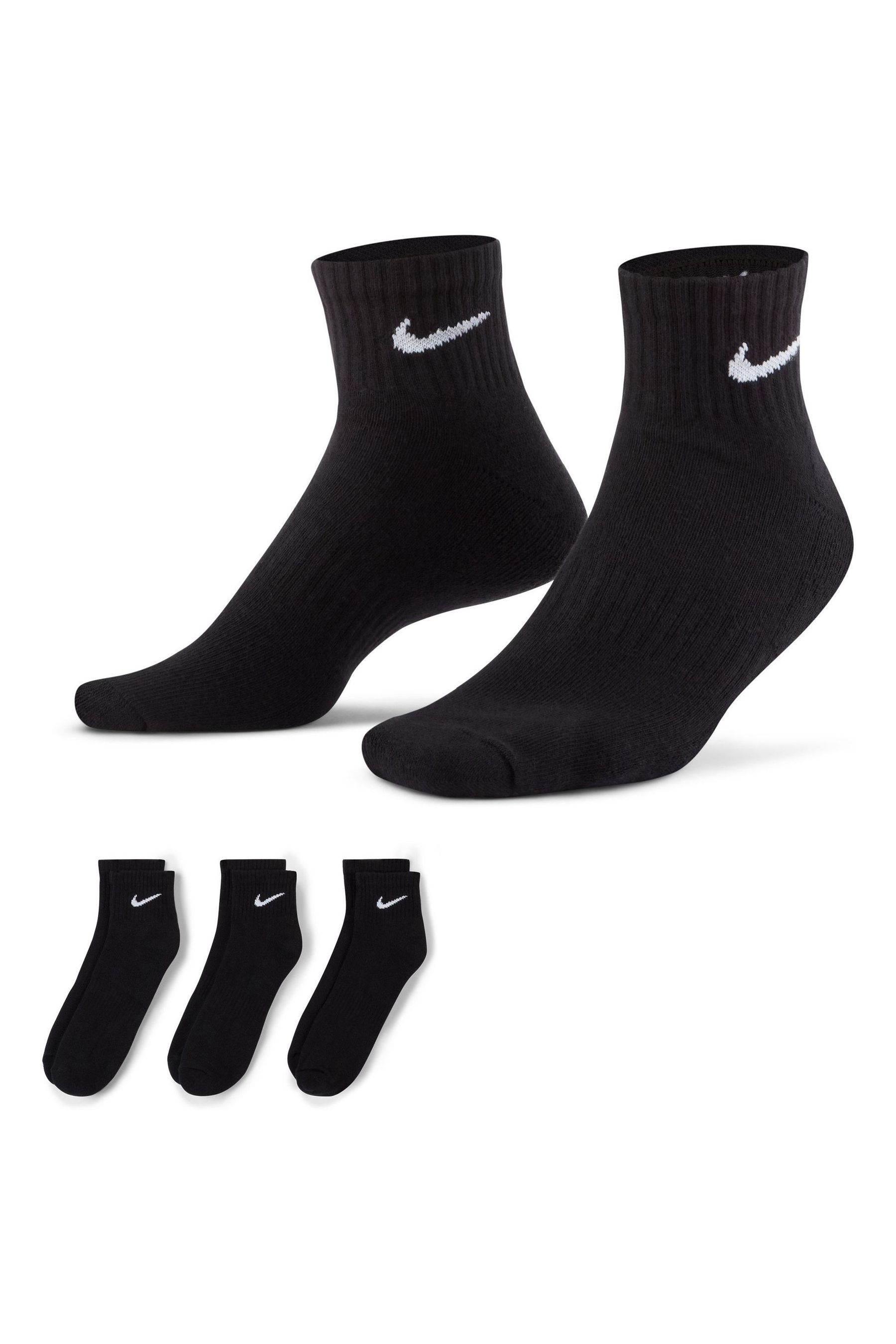 Nike Black Everyday Cushioned Ankle 3pk