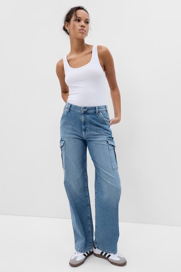 Gap Light Blue 90s Loose Mid Rise Cargo Jeans