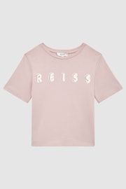 Reiss Pale Pink Bobbi Senior Motif Crew Neck T-Shirt - Image 2 of 6
