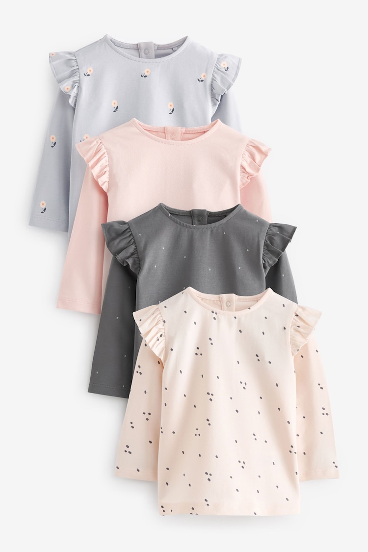 Pink/Grey Baby Long Sleeve Tops 4 Pack - Image 1 of 7