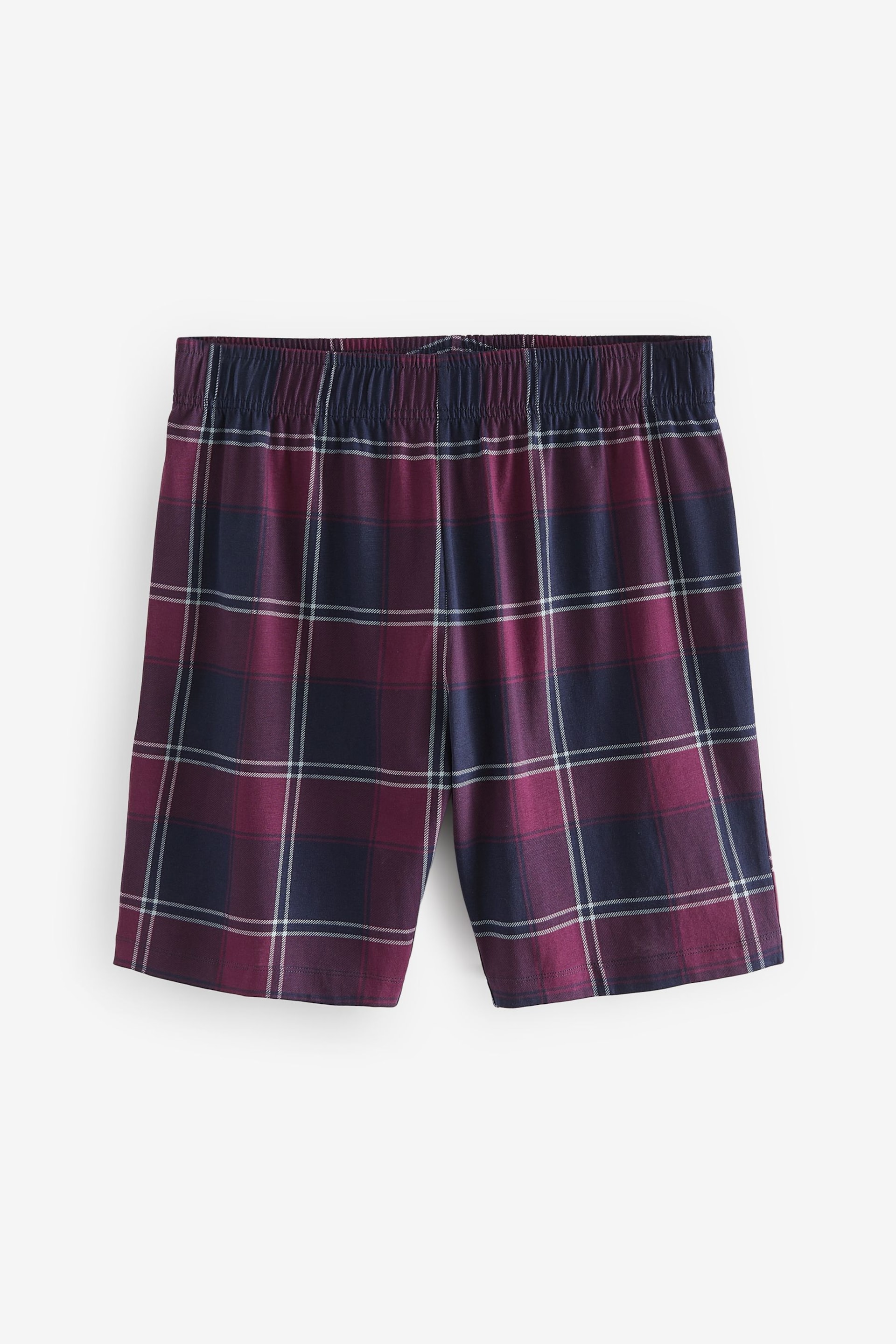 Grey/Plum Check Cotton Pyjamas Shorts Set - Image 7 of 8