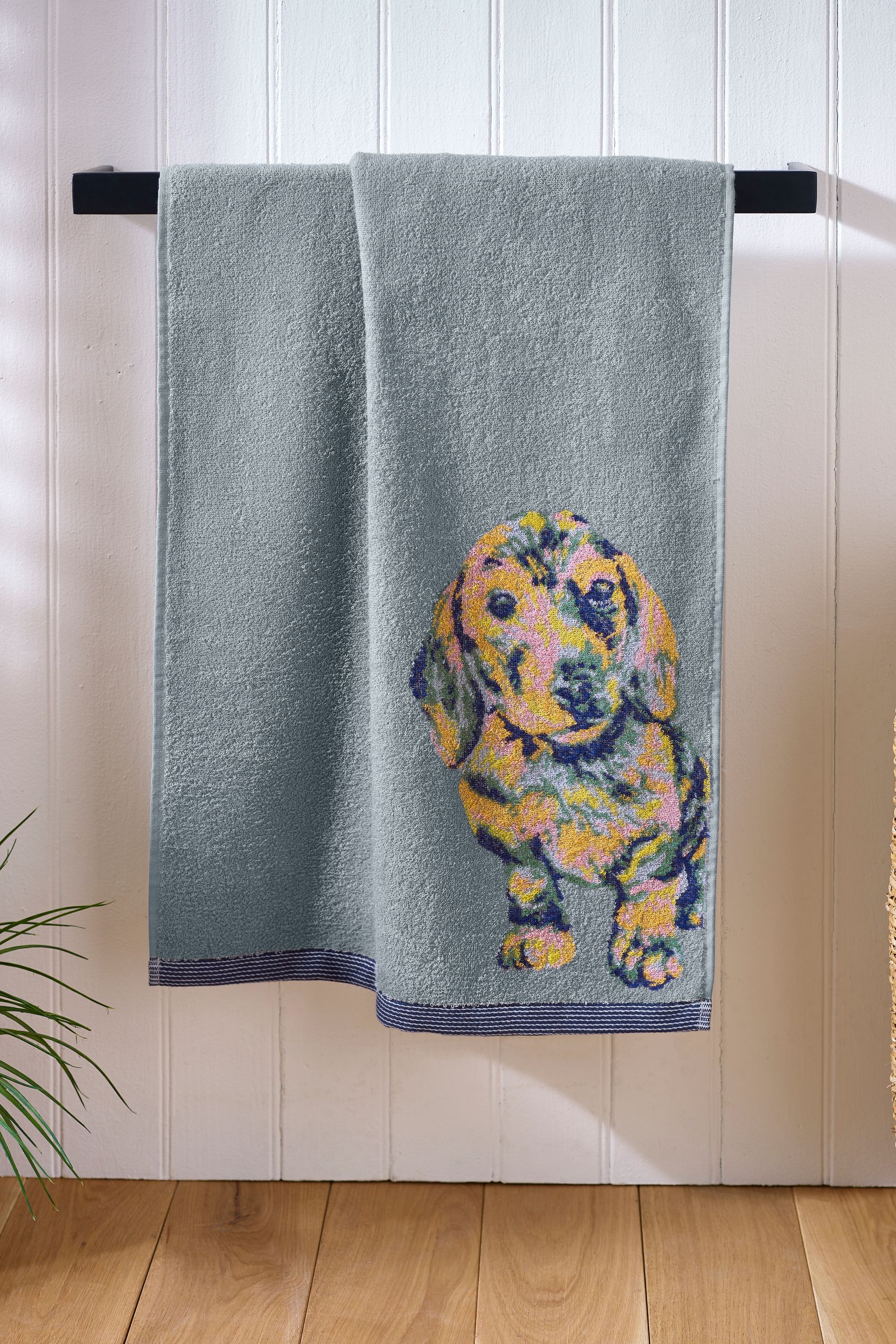 Buy Blue Sausage Dog 100 Cotton Towel from the Next UK online shop