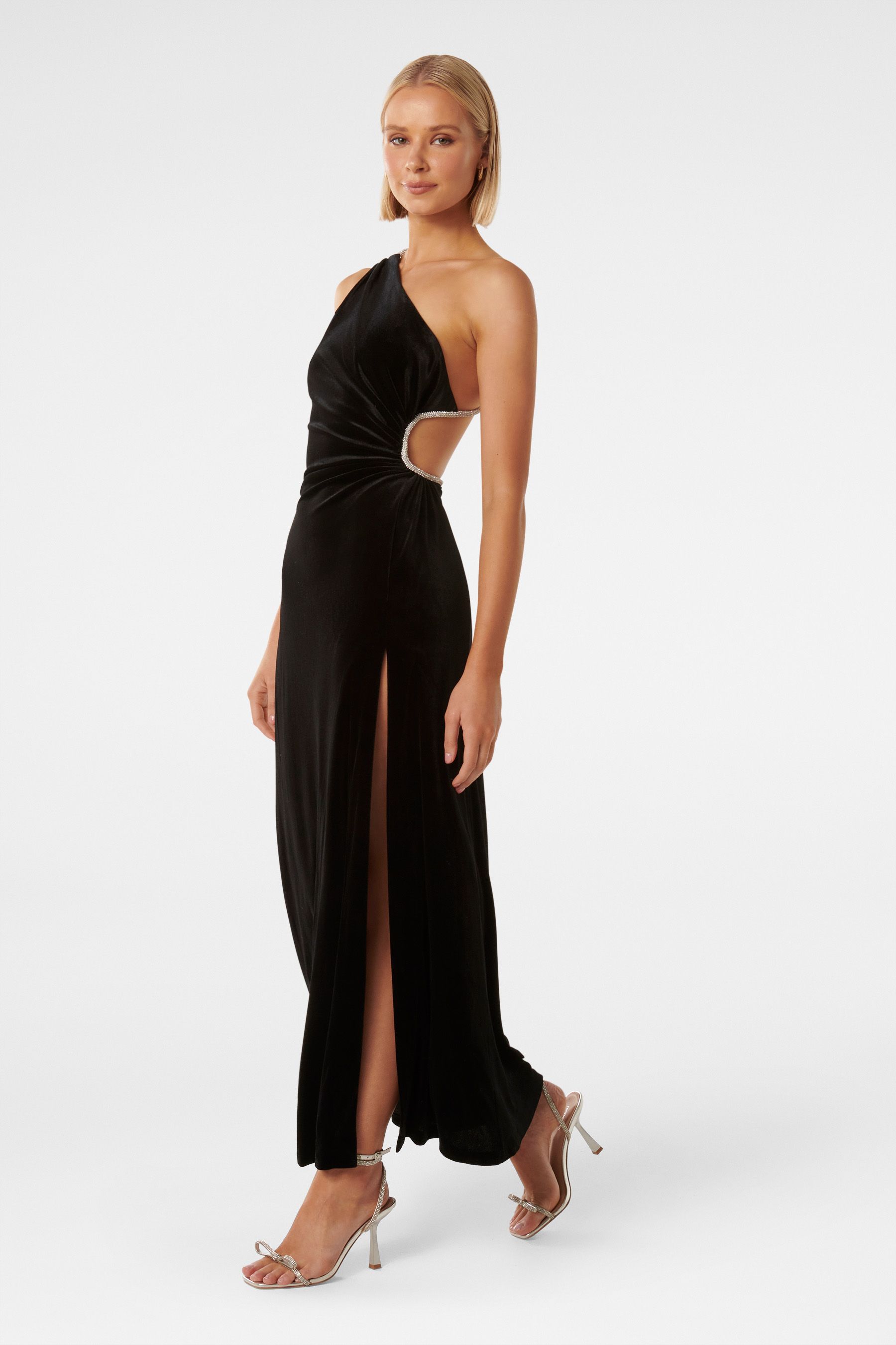 Buy Forever New Black Costanza Diamante Velvet Gown from the Next