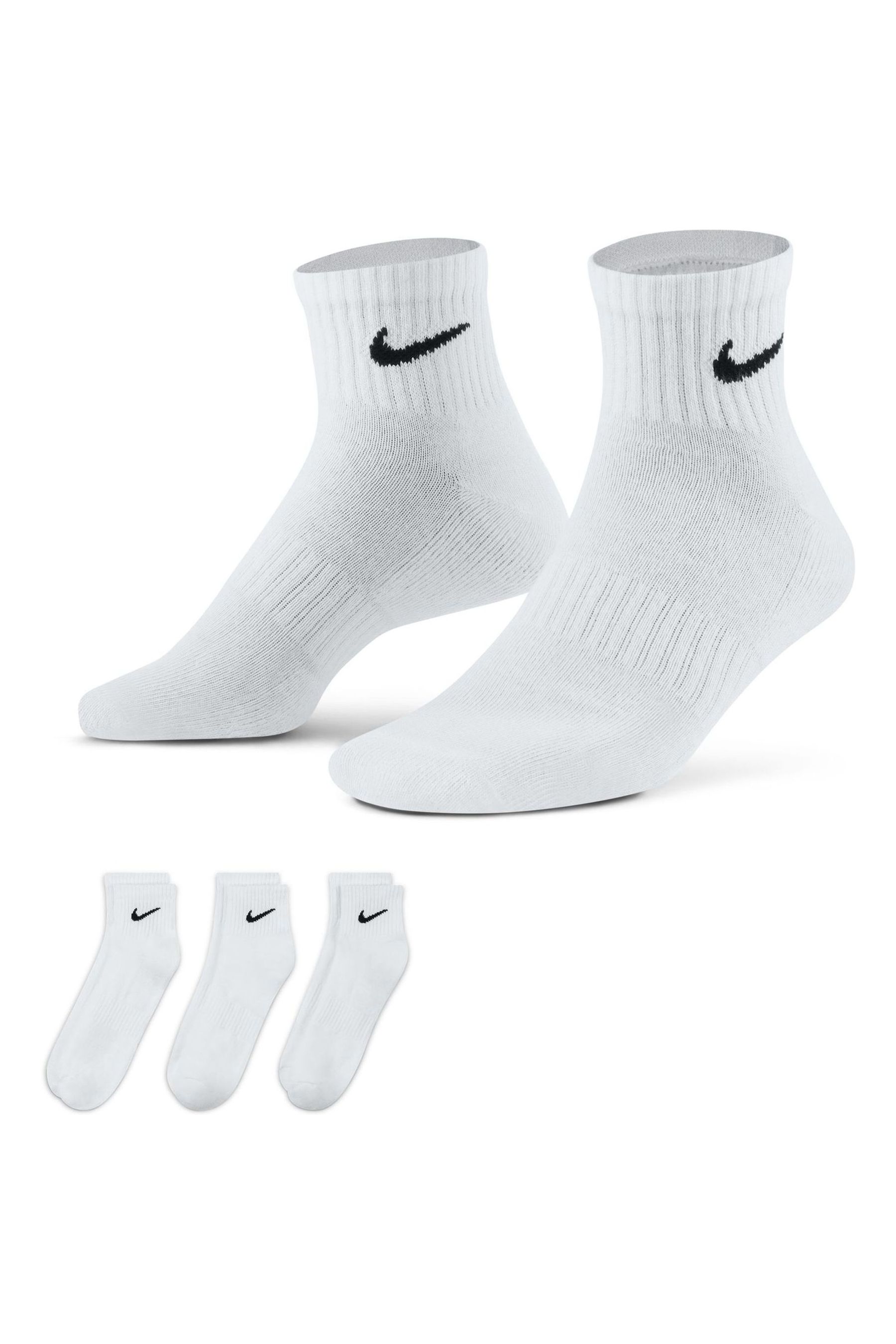 Buy Nike White Everyday Cushioned Ankle Socks 3 Pack from the Next UK online shop