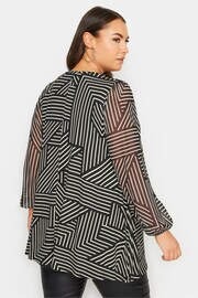 Yours Curve Black Abstract Print Mesh Swing Top - Image 3 of 5
