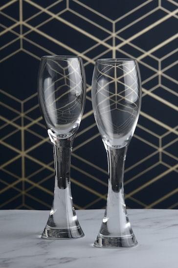 The DRH Collection Set of 2 Clear Anton Studio Designs Manhattan Champagne Flutes