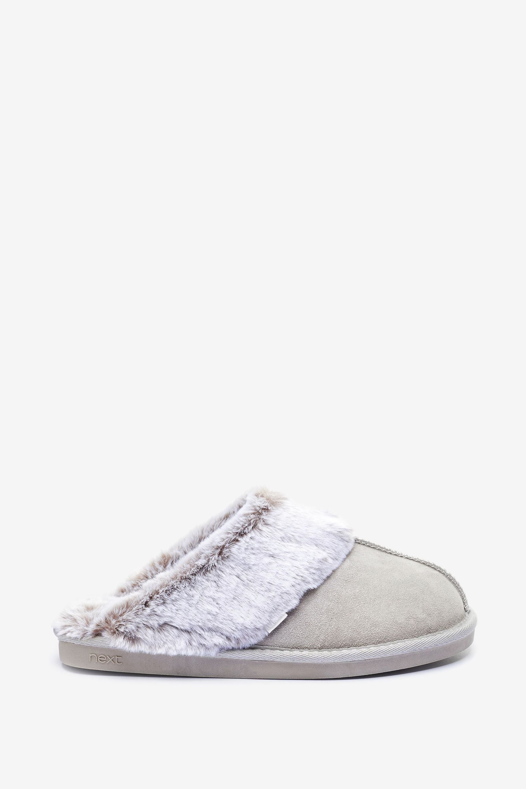 Grey suede mule slippers outlet