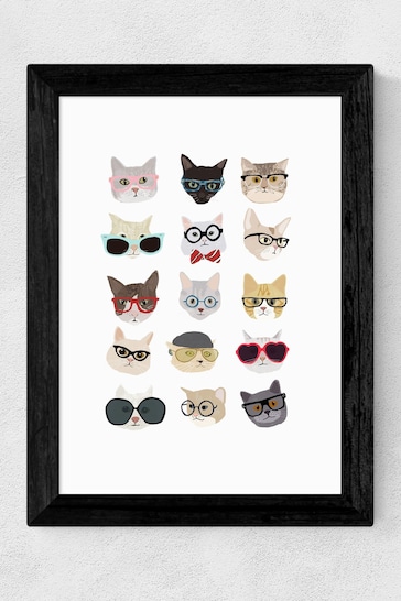 Black Cats in Glasses by Hanna Melin Framed Print