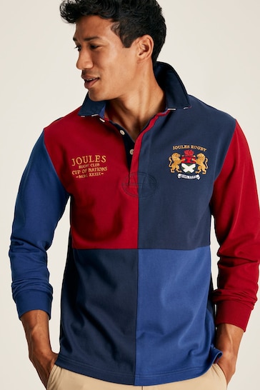 Joules Harlequin Blue Rugby Shirt With Badges