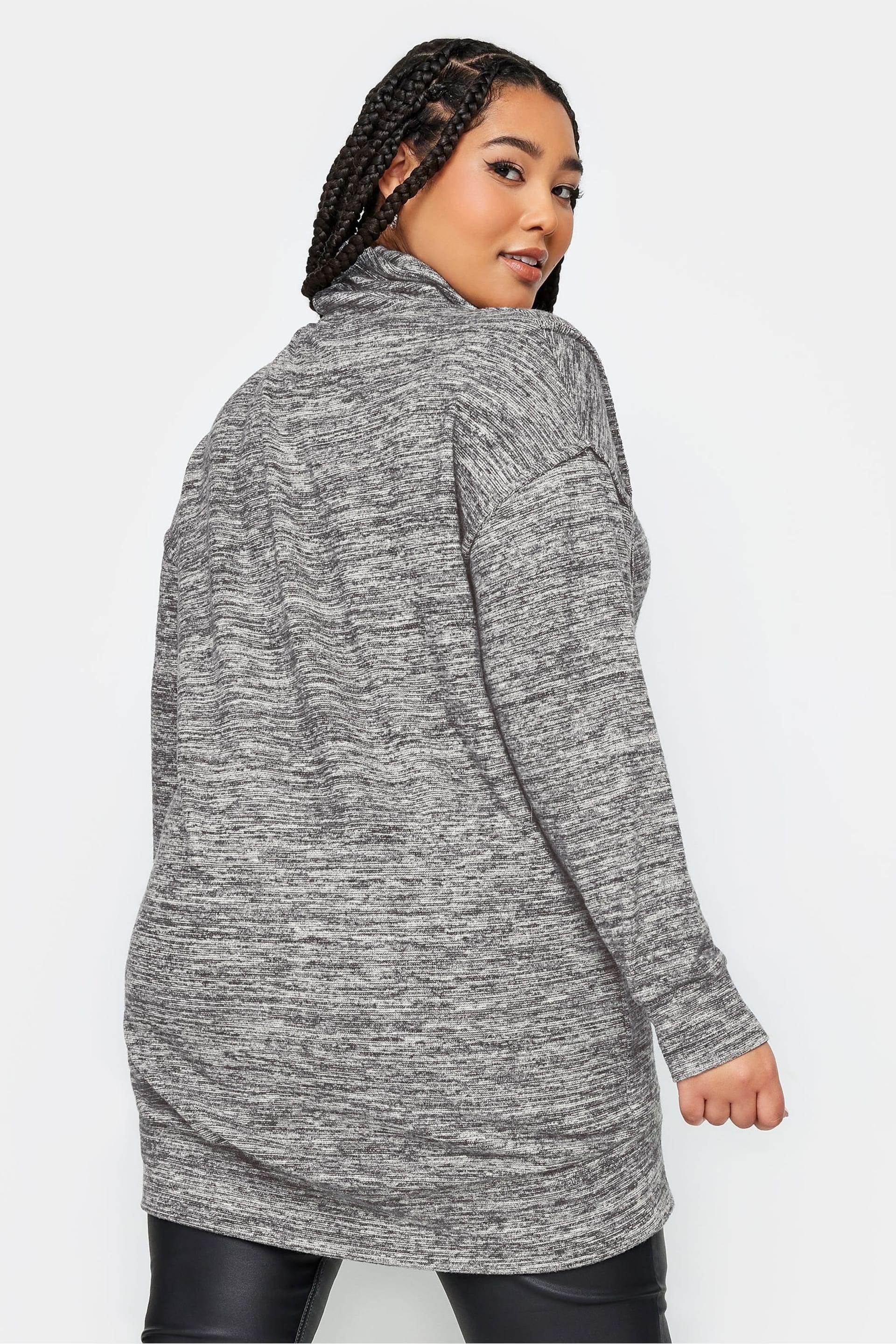 Yours Curve Grey Soft Touch Turtleneck Sweatshirt - Image 2 of 4