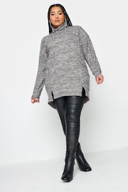 Yours Curve Grey Soft Touch Turtleneck Sweatshirt - Image 3 of 4