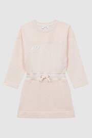 Reiss Pink Posie Junior Sparkle Crew Neck Drawstring Dress - Image 2 of 6