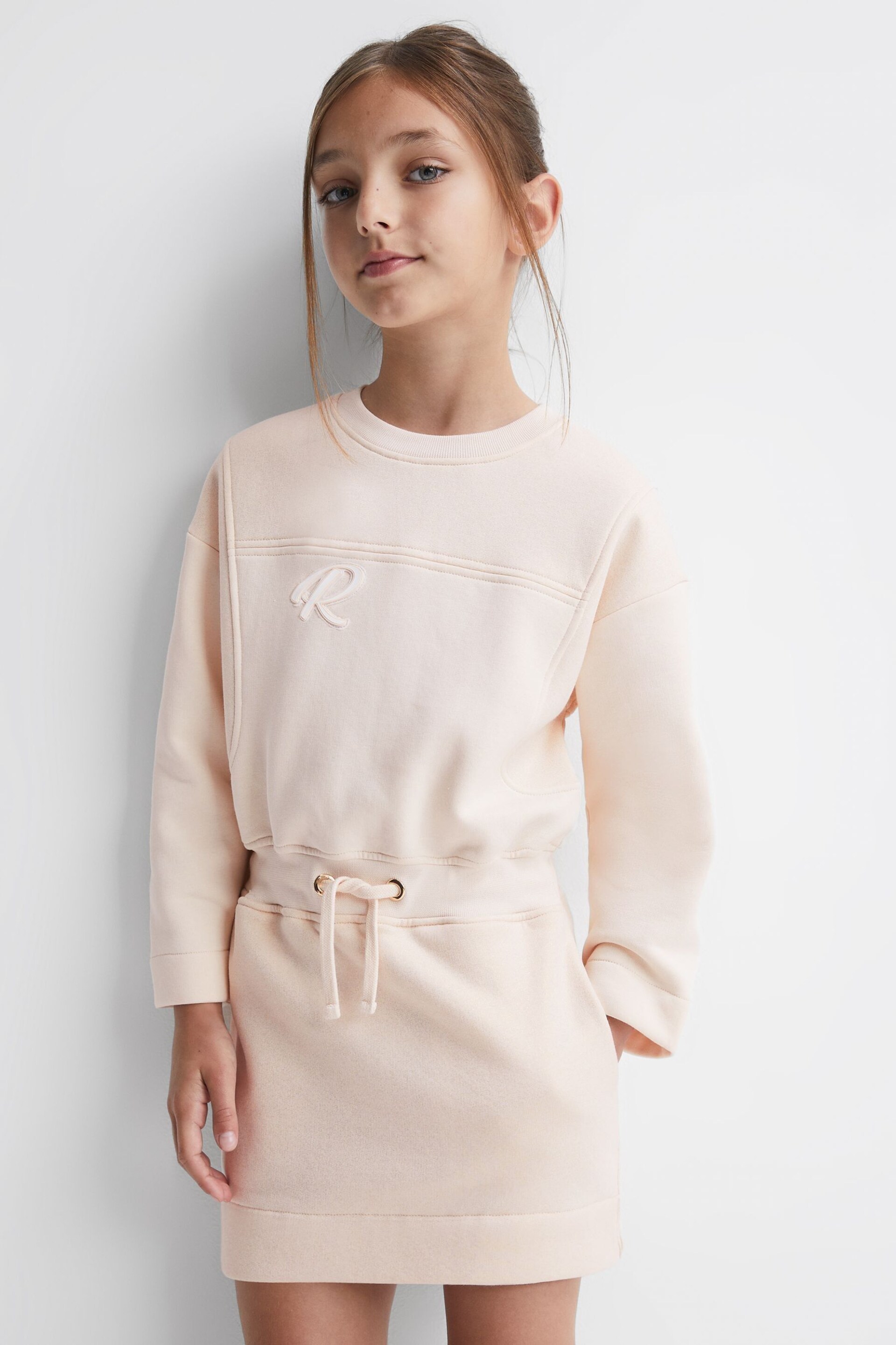 Reiss Pink Posie Junior Sparkle Crew Neck Drawstring Dress - Image 3 of 6