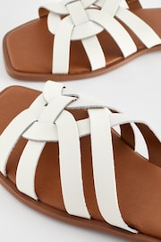 White Extra Wide Fit Forever Comfort® Leather Lattice Mules Sandals - Image 5 of 6