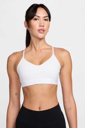 Nike White Indy Light Support Padded Sports Bra