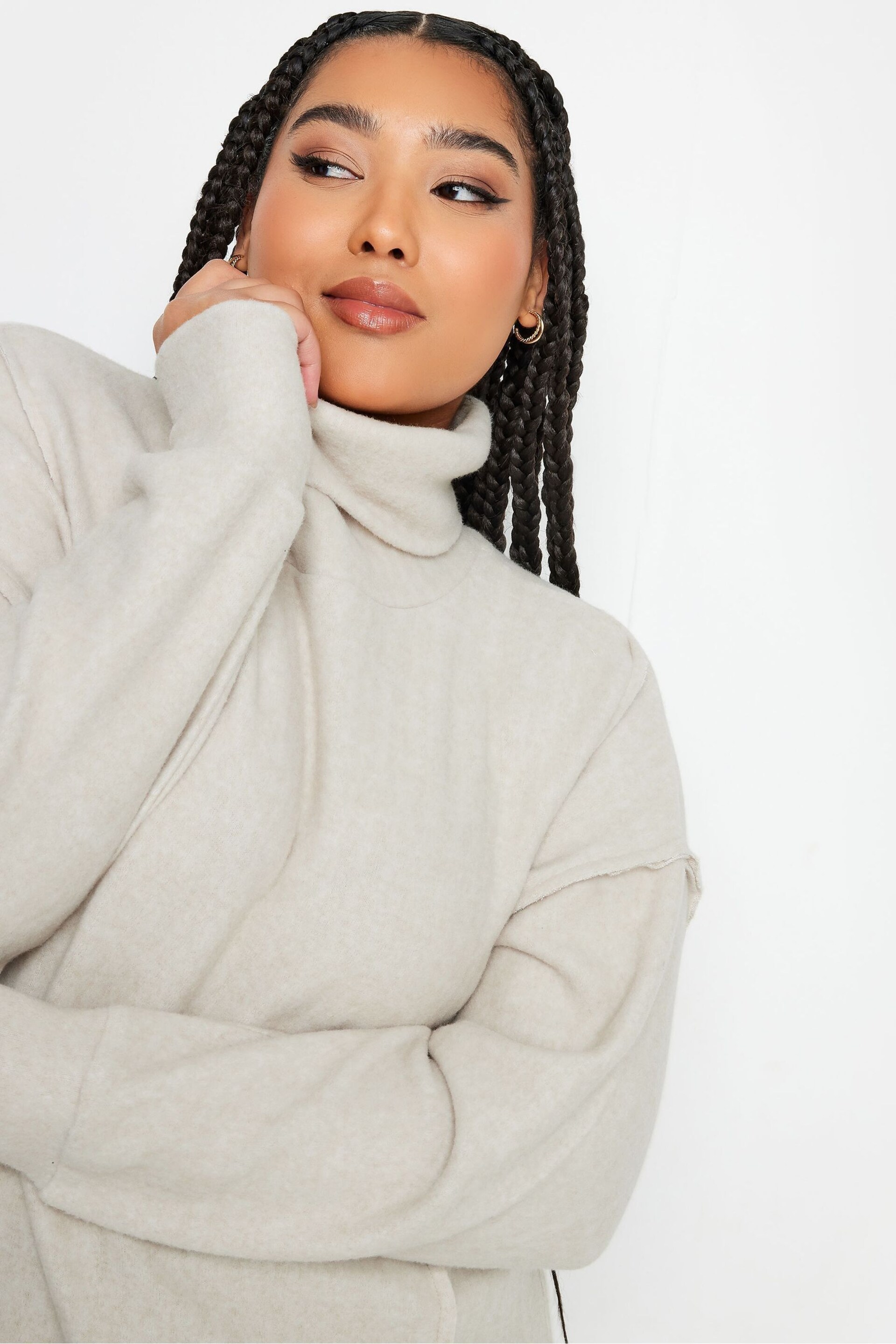 Yours Curve Natural Soft Touch Turtleneck Sweatshirt - Image 4 of 4