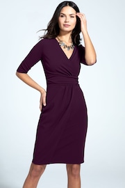 HotSquash Purple Damson Ascot Mock Wrap Dress - Image 3 of 4
