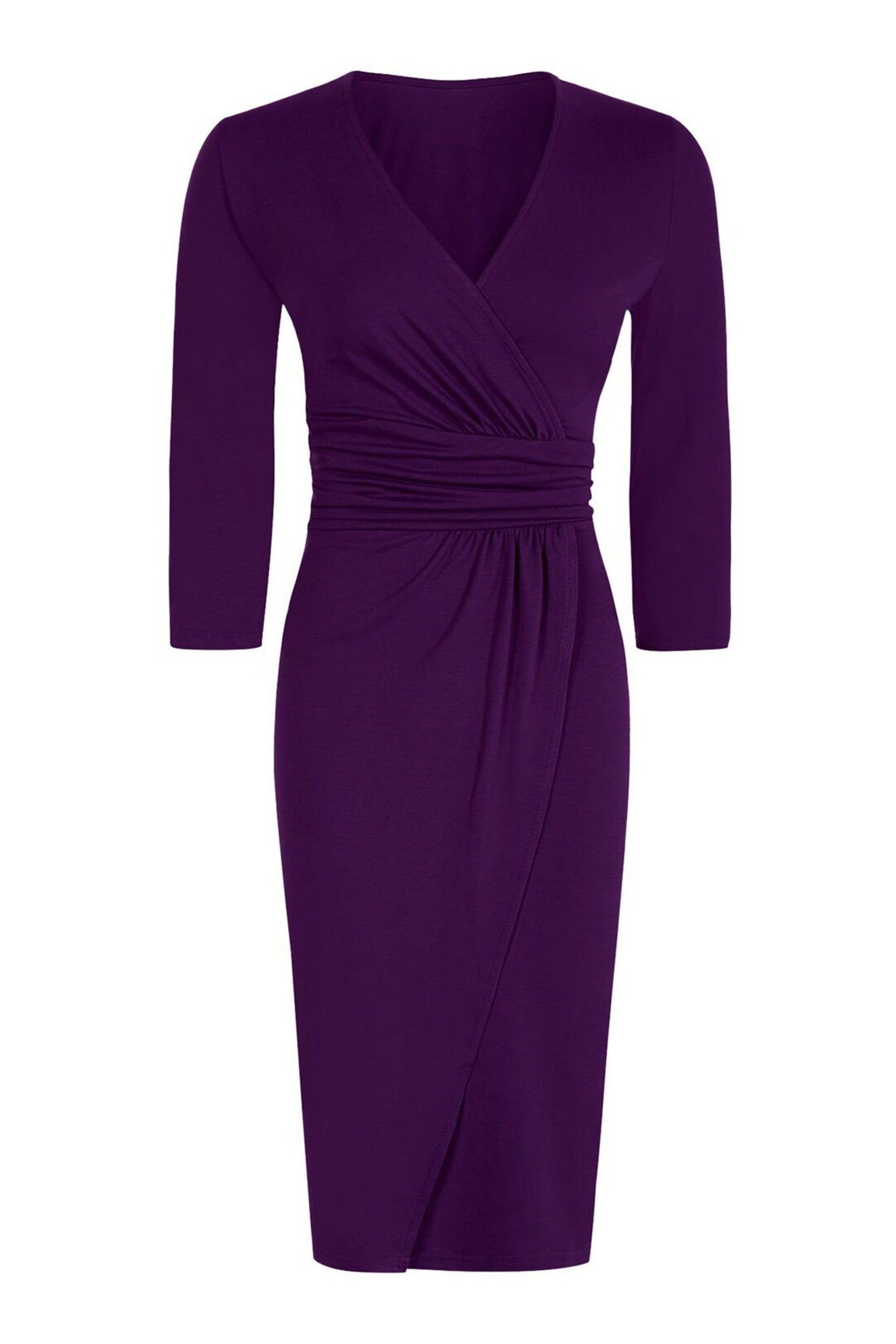 HotSquash Purple Damson Ascot Mock Wrap Dress - Image 4 of 4