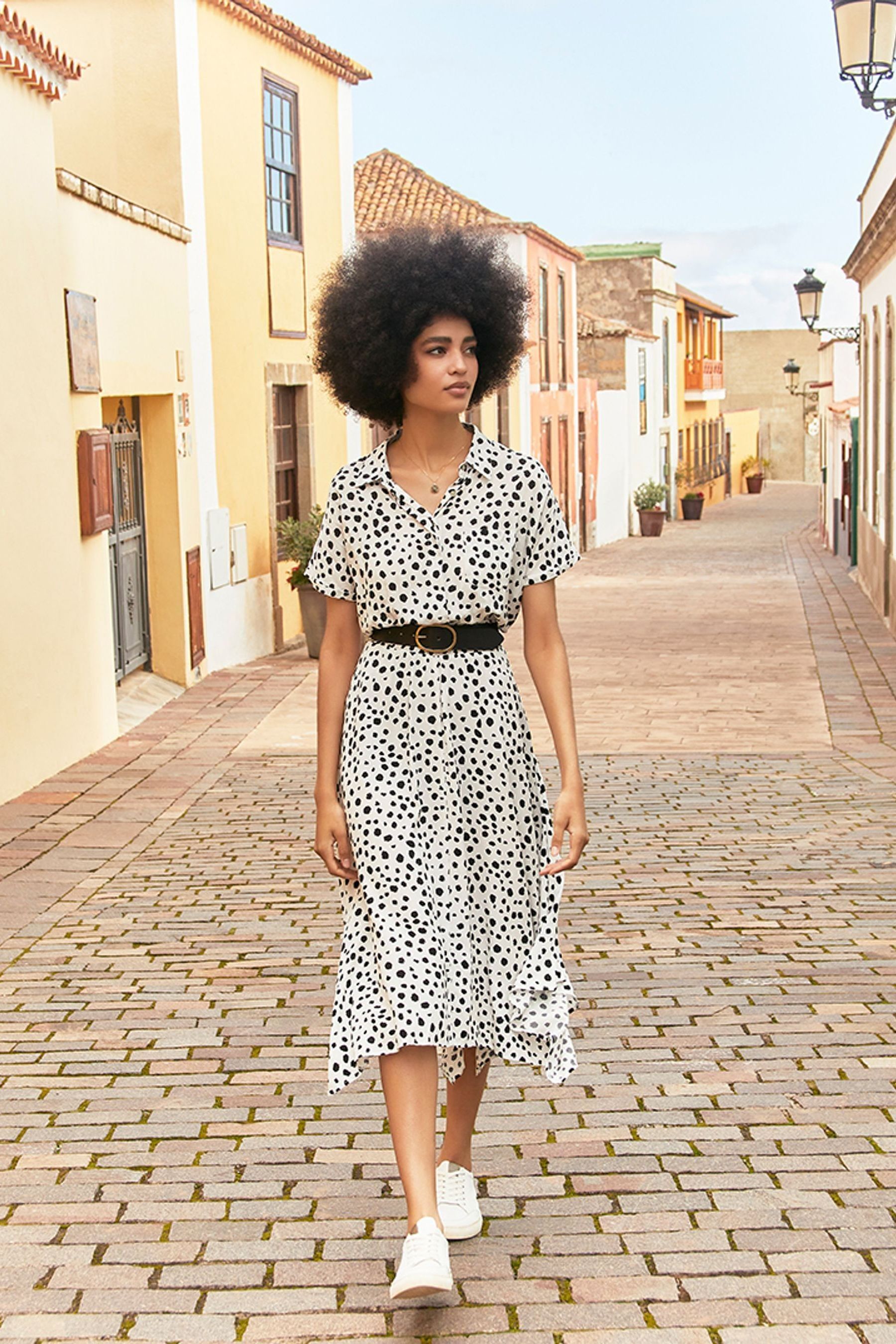 Apricot polka dot best sale dress