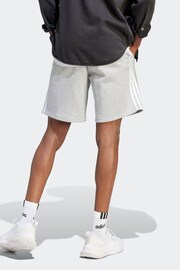 adidas Grey Sportswear Essentials Fleece 3 Stripes Shorts - Image 2 of 6