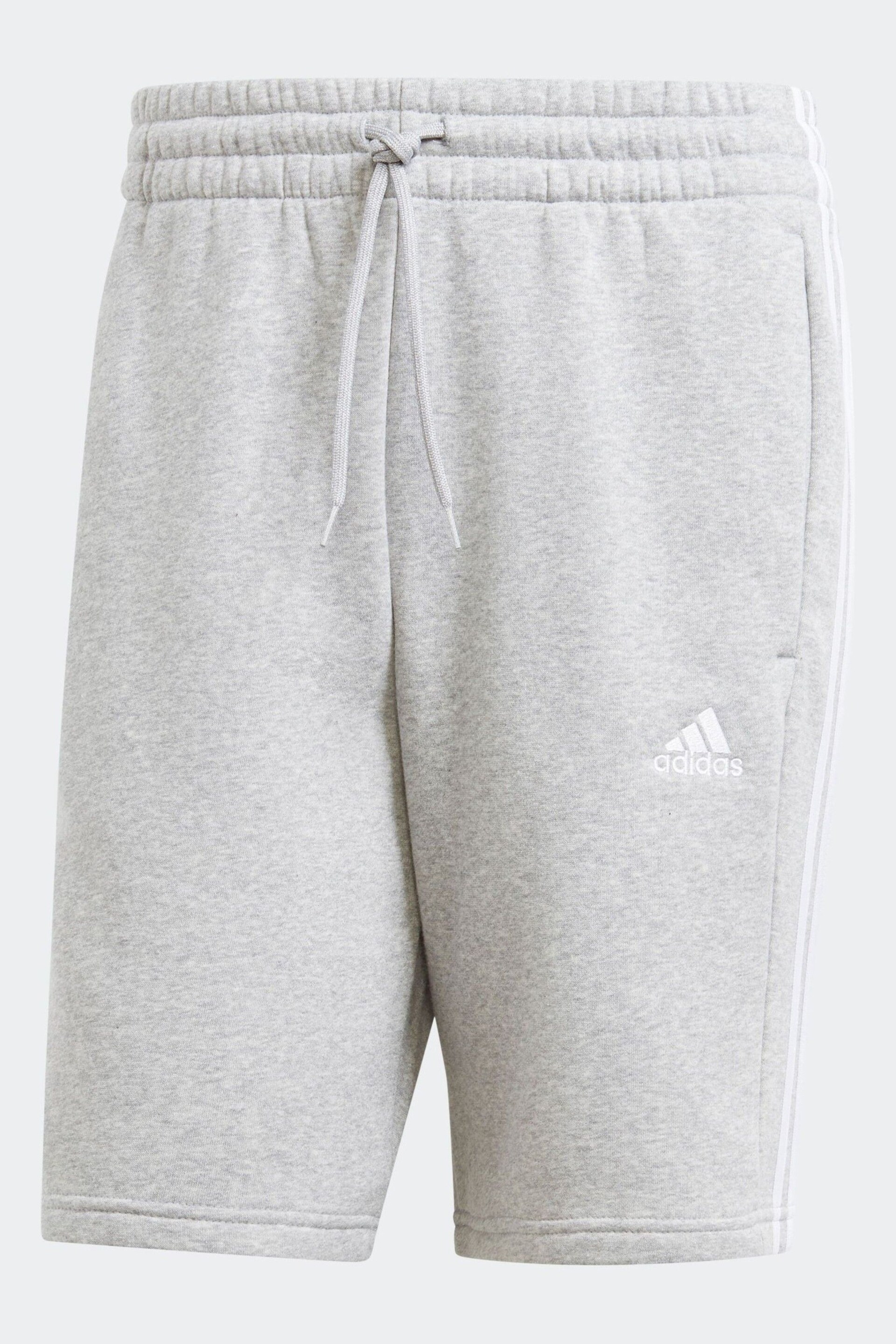 adidas Grey Sportswear Essentials Fleece 3 Stripes Shorts - Image 6 of 6