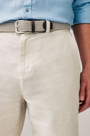 Stone Linen Cotton Chino Shorts with Belt Included - Image 4 of 8