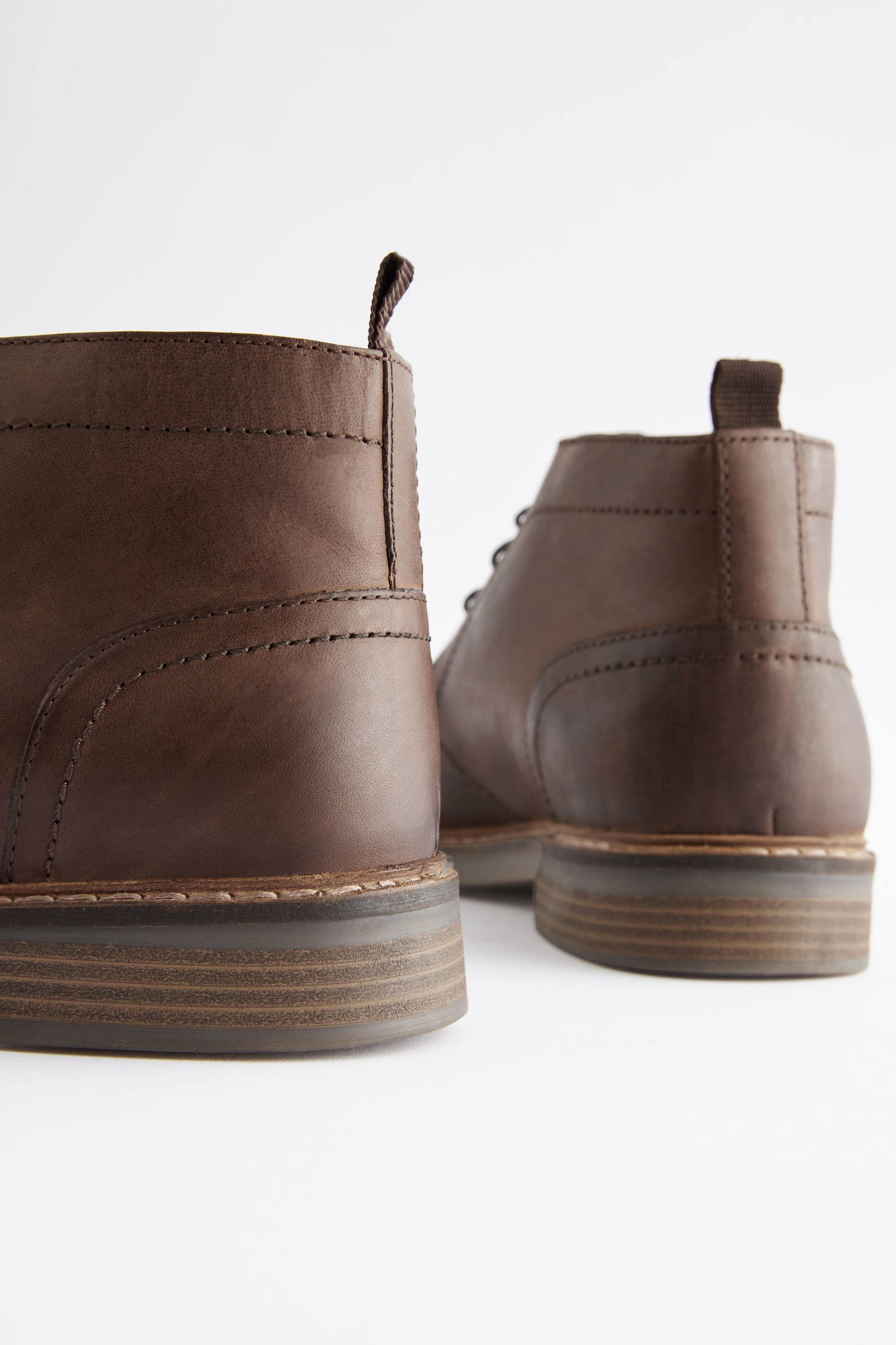 Buy Brown Regular Fit Waxy Finish Leather Chukka Boots from the