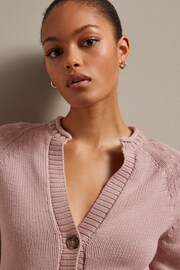 Blush Pink 100% Cotton Roll Edge Pocket Detail Cardigan - Image 3 of 6