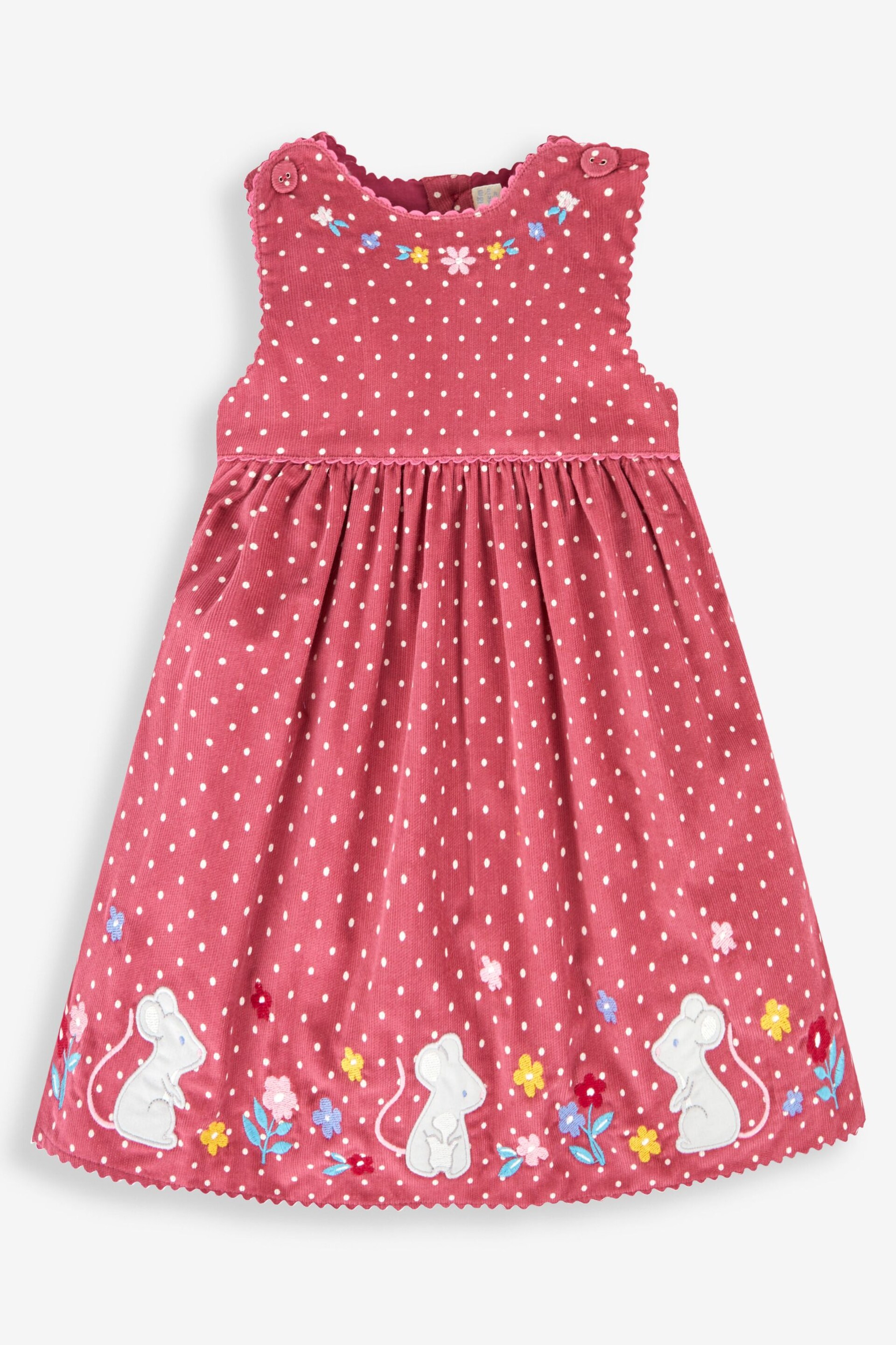 JoJo Maman Bébé Rose Pink Mouse Girls' Appliqué Cord Dress - Image 1 of 3