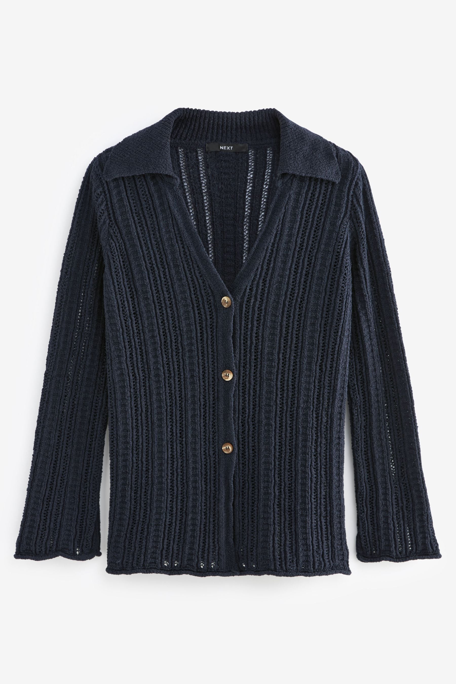 Buy Navy Blue Stitch Detail Collar Cardigan from the Next UK online shop