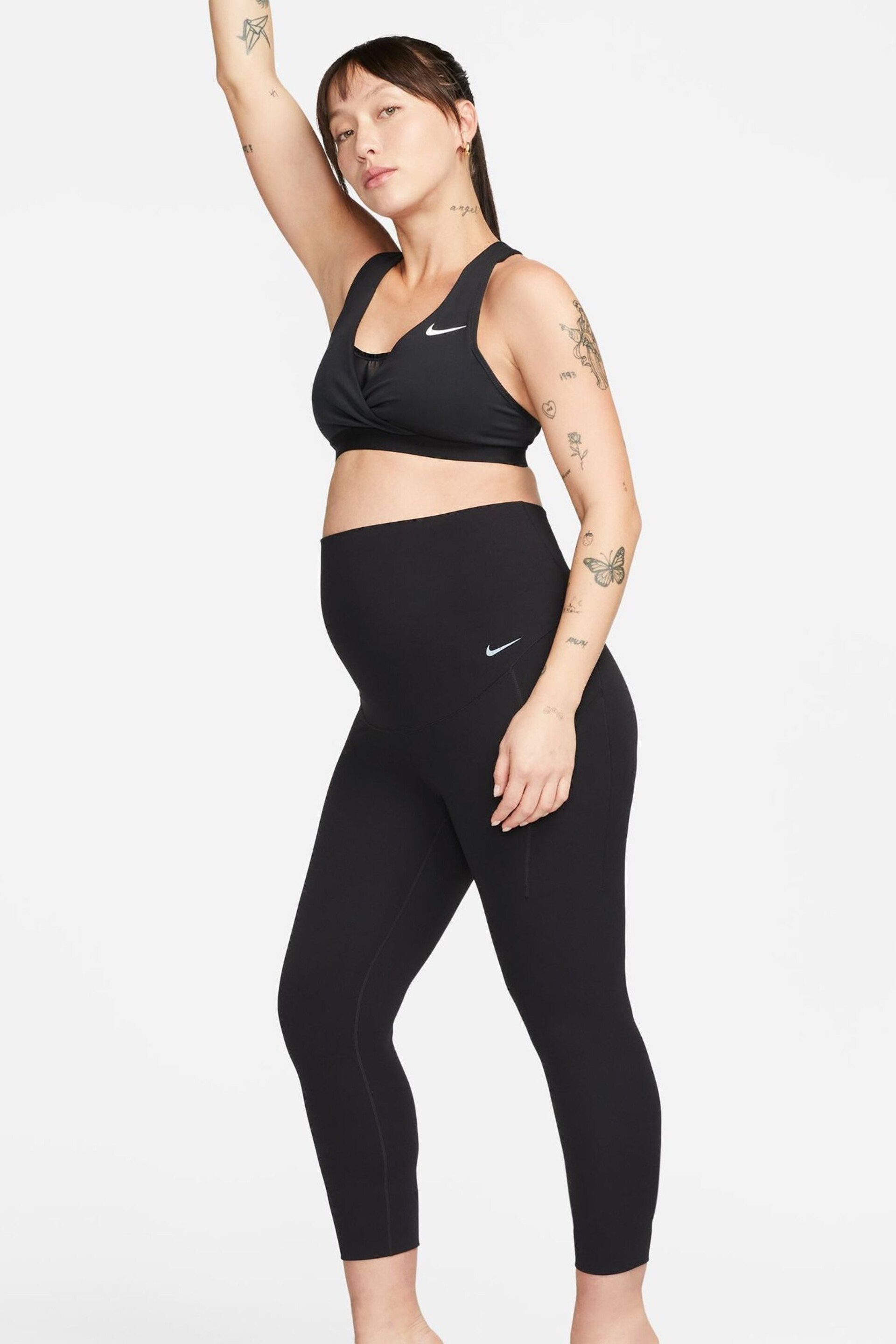 Nike Black Maternity Zenvy High Waisted 7/8 Leggings with Pockets - Image 1 of 9