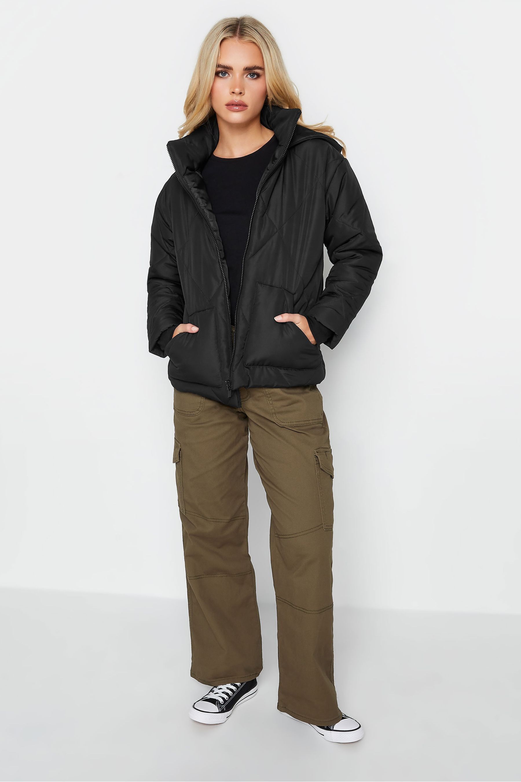 Petite on sale black parka