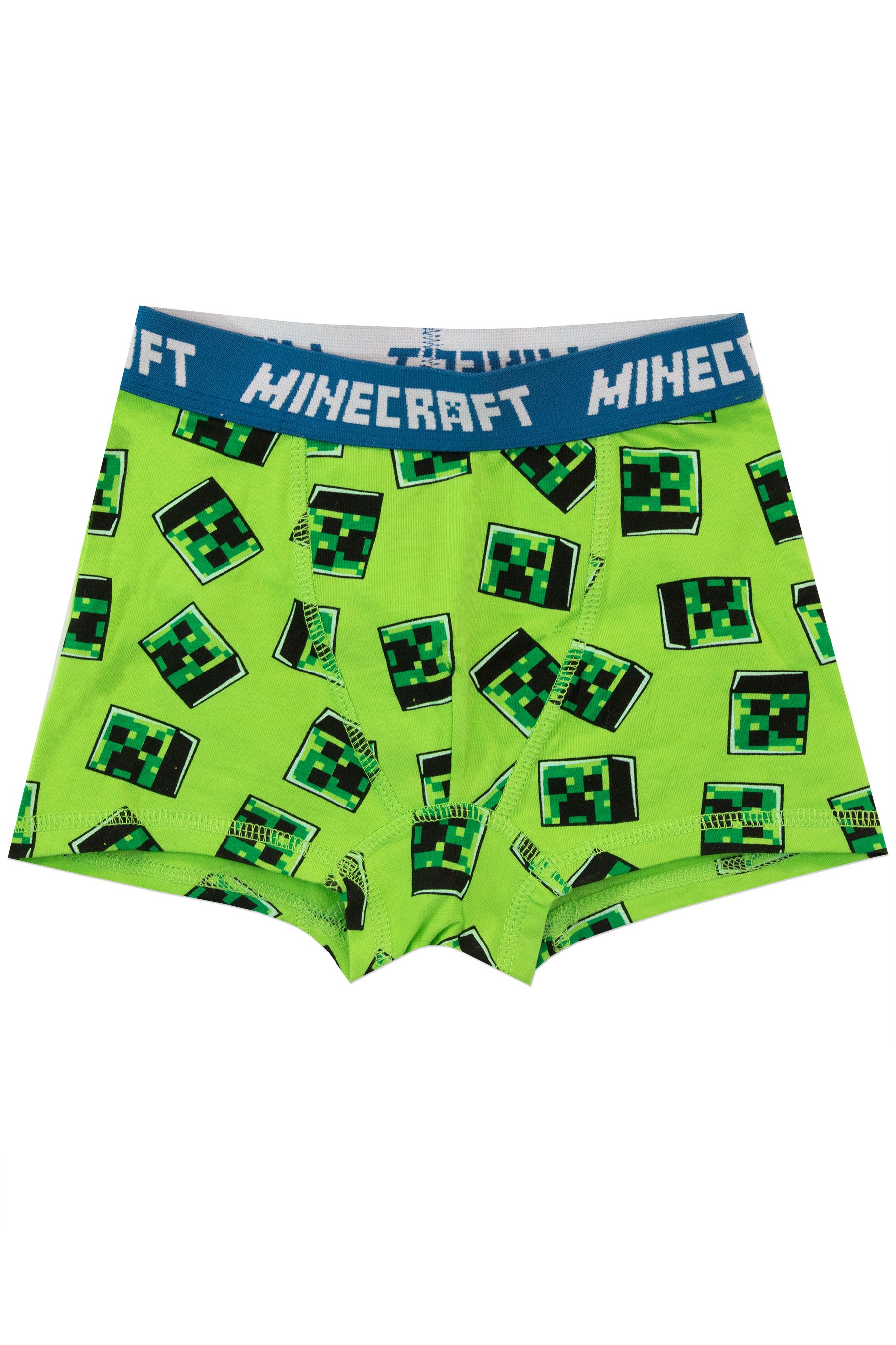 Character Green Minecraft Multipack 100 Cotton Boxers Underwear