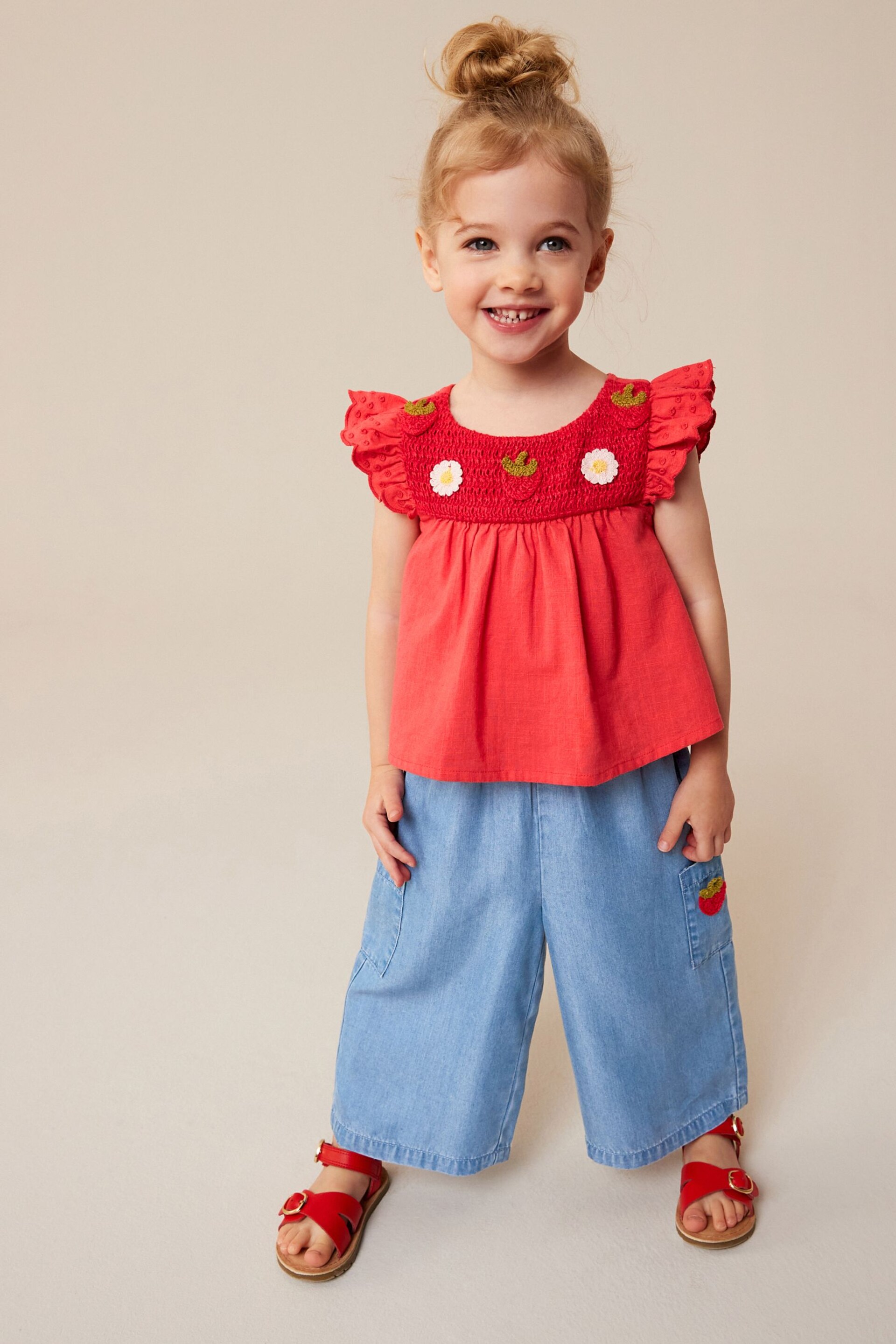 Red Strawberry Blouse and Trousers Set (3mths-7yrs) - Image 1 of 8