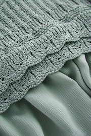 Sage Green Woven Mix Ruffle Knitted Layer Jumper - Image 7 of 7