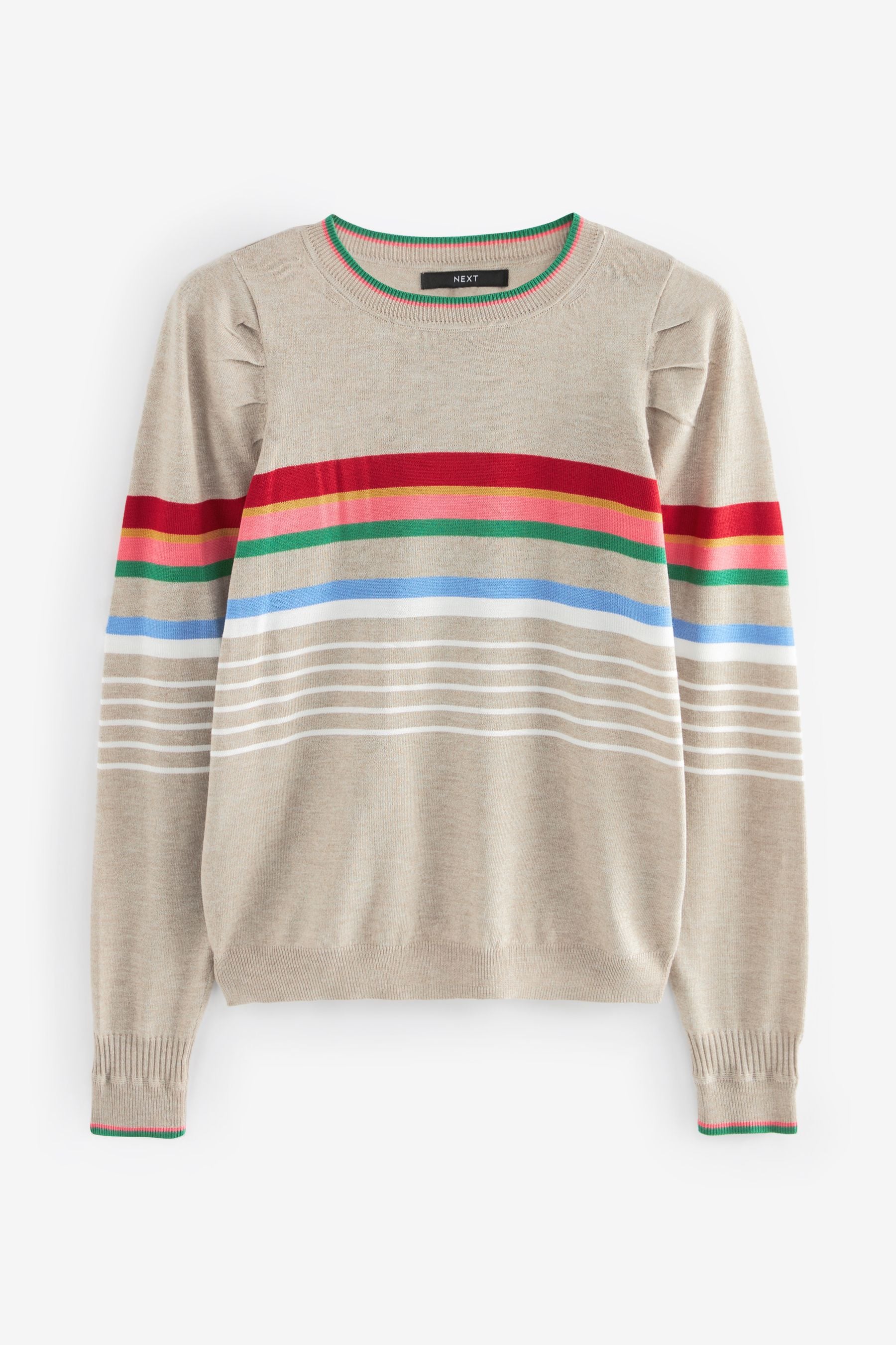 Buy Neutral with Rainbow Stripe Crew Neck Long Sleeve Pattern Knitted Jumper from the Next UK online shop