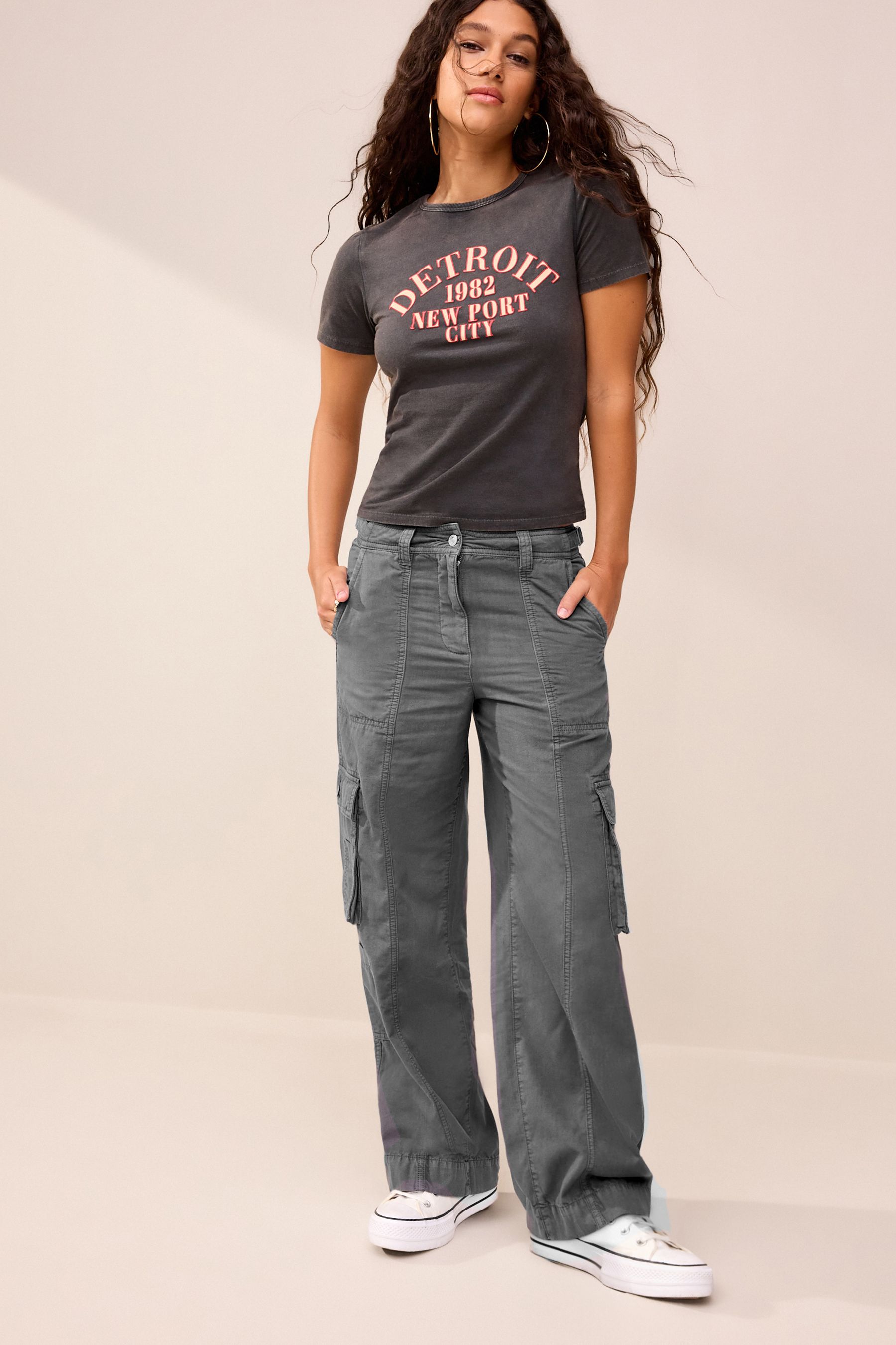 Buy Charcoal Grey 100 Cotton Adjustable Waist Cargo Trousers from Next Luxembourg