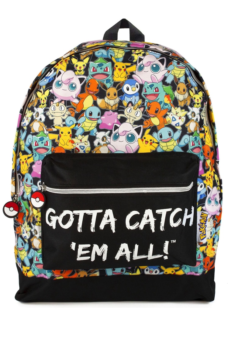 Vanilla Underground Black Pokemon Unisex Kids Multi Character Print And Gotta Catch Em All Backpack - Image 1 of 3