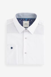 White Slim Fit Trimmed Easy Care Double Cuff Shirt - Image 5 of 7