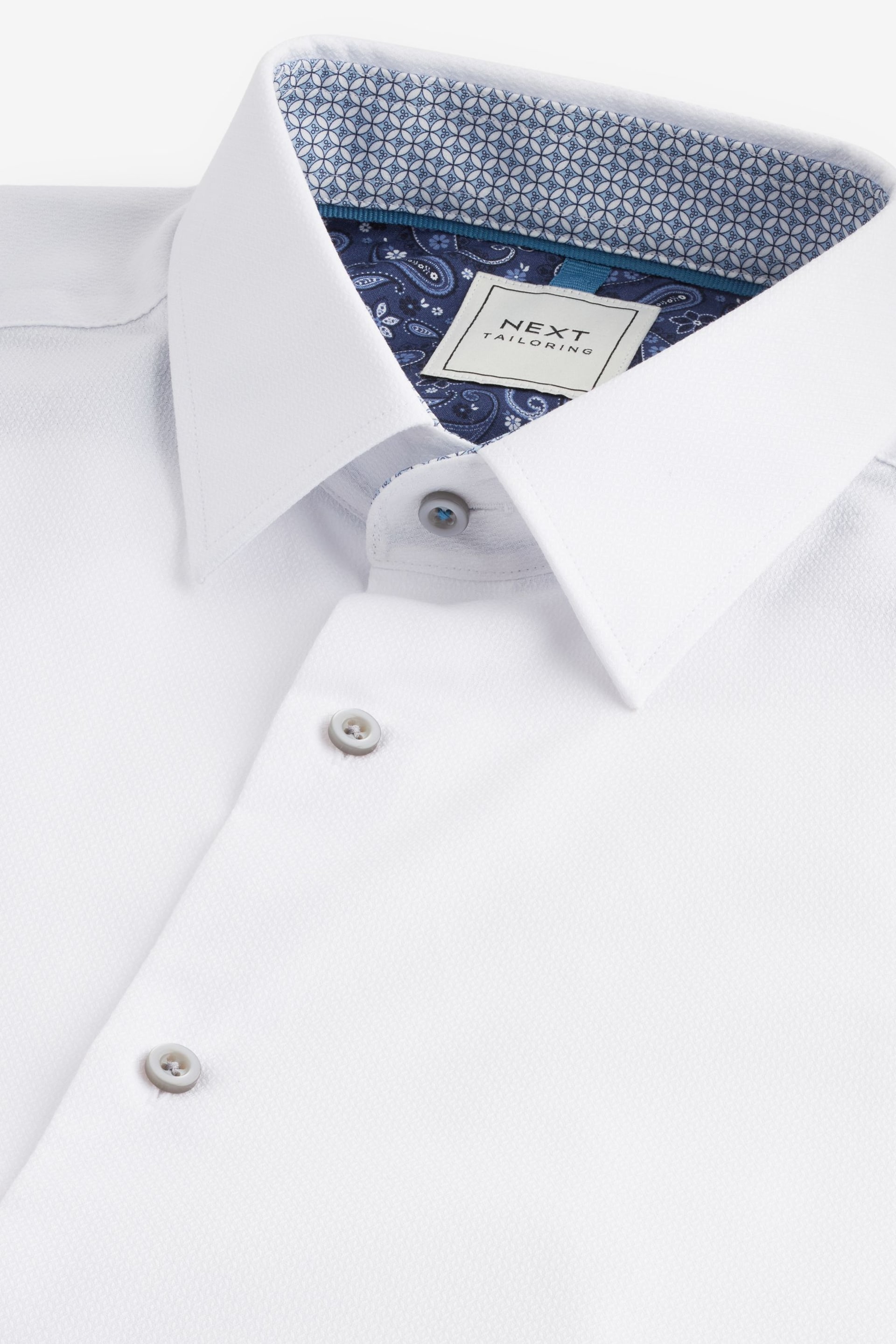 White Slim Fit Trimmed Easy Care Double Cuff Shirt - Image 6 of 7