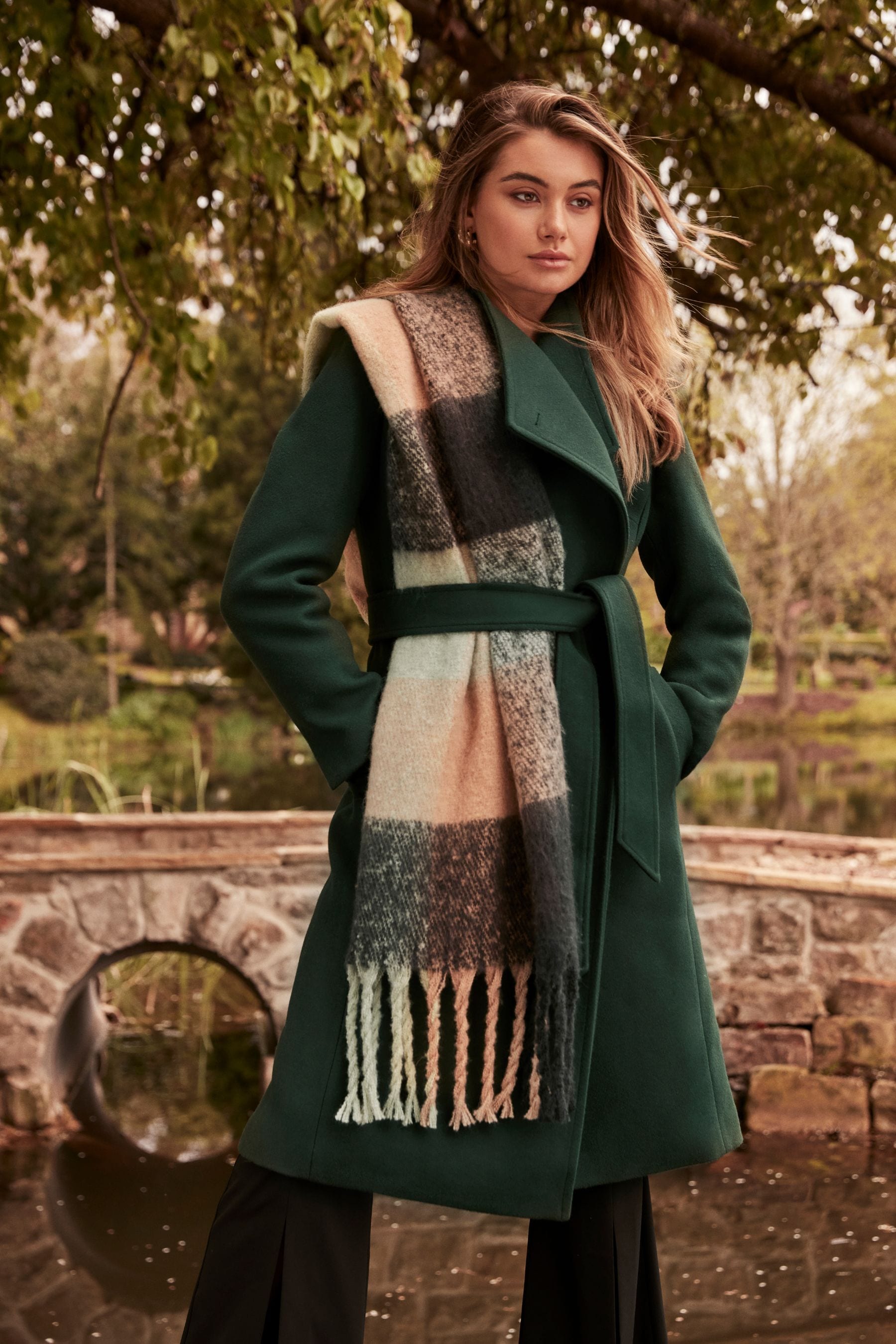 Green funnel neck best sale coat