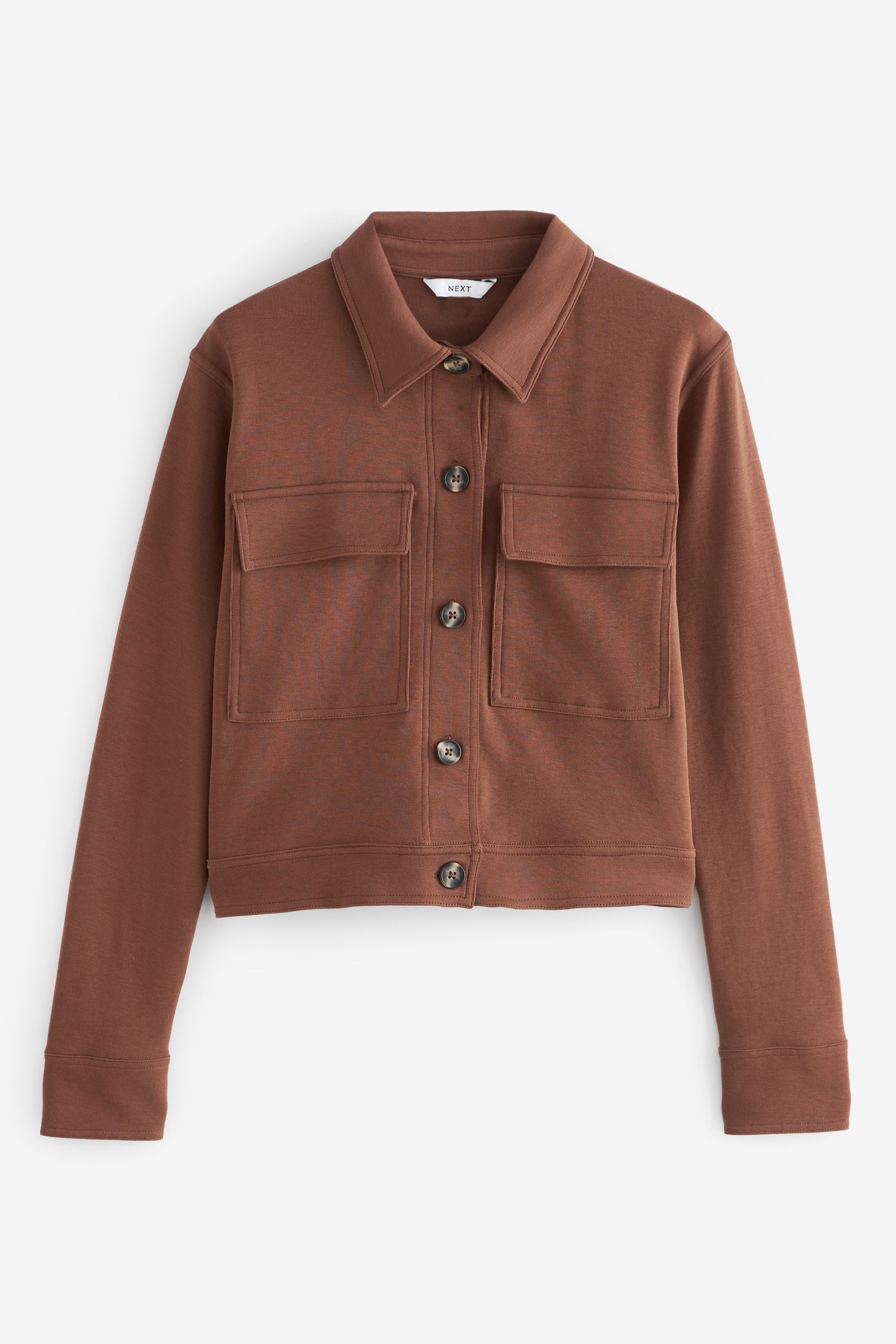 Buy Chocolate Tan Brown Lightweight Utility Button Front Smart Jersey Shirt Jacket from Next Luxembourg