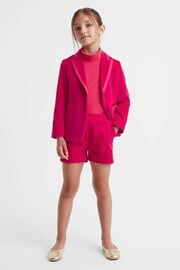 Reiss Bright Pink Bree Senior Single Breasted Velvet Blazer - Image 1 of 6