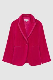 Reiss Bright Pink Bree Senior Single Breasted Velvet Blazer - Image 2 of 6