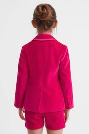 Reiss Bright Pink Bree Senior Single Breasted Velvet Blazer - Image 5 of 6