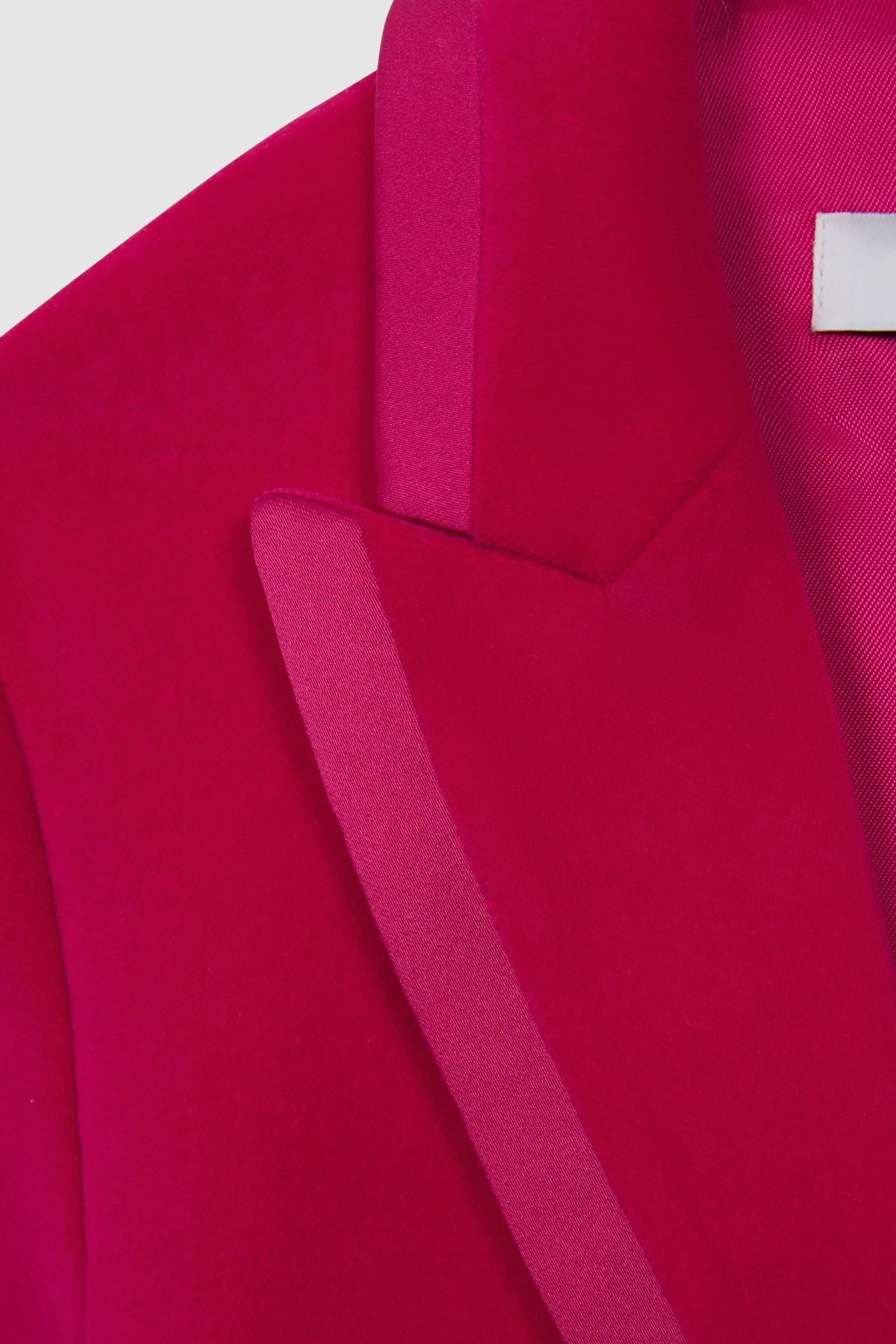 Reiss Bright Pink Bree Senior Single Breasted Velvet Blazer - Image 6 of 6